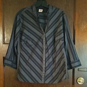 Vintage Faded Glory Black Striped V-Neck Blouse - Size 14